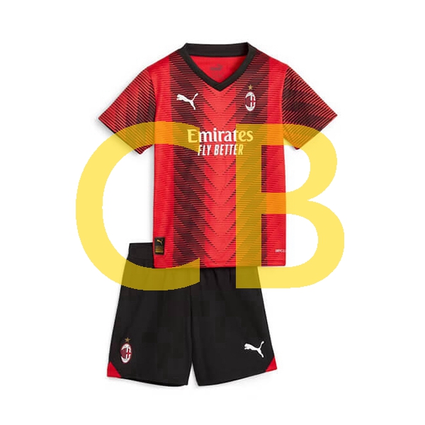 Fußballtrikot AC Mailand Kinder Heim 2023-2024 Kurzarm