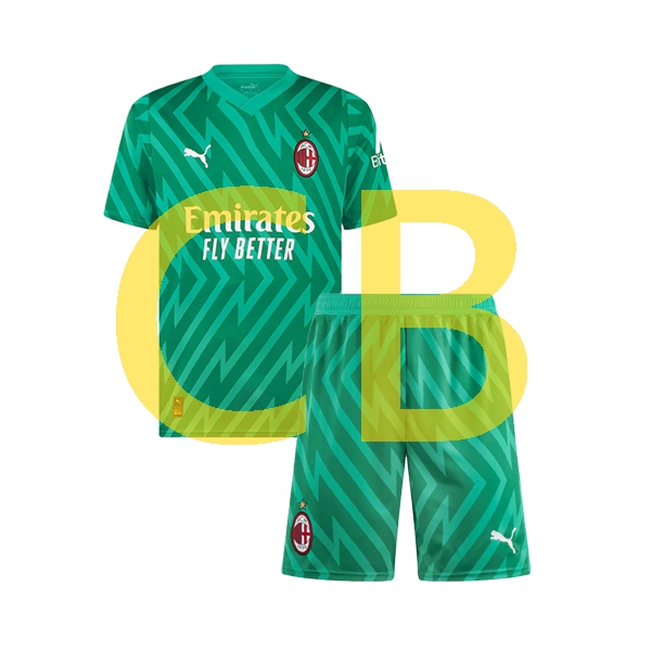 Fußballtrikot AC Mailand Torwart Kinder Heim 2023-2024 Kurzarm