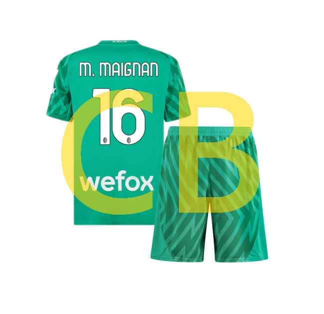 Fußballtrikot AC Mailand mike maignan 16 Torwart Kinder Heim 2023-2024 Kurzarm
