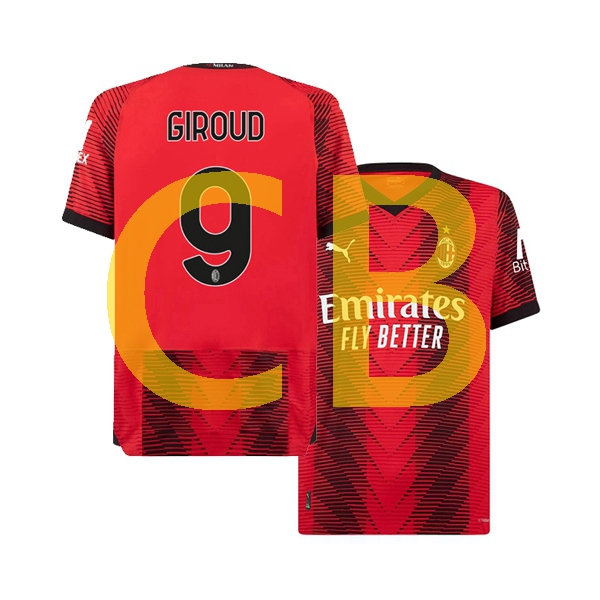 Fußballtrikot AC Mailand olivier giroud 9 Herren Heim 2023-2024 Kurzarm