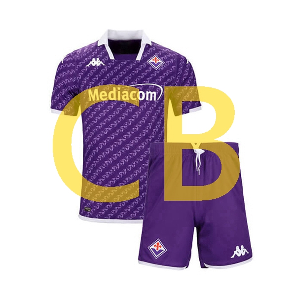 Fußballtrikot AC Florenz Kinder Heim 2023-2024 Kurzarm