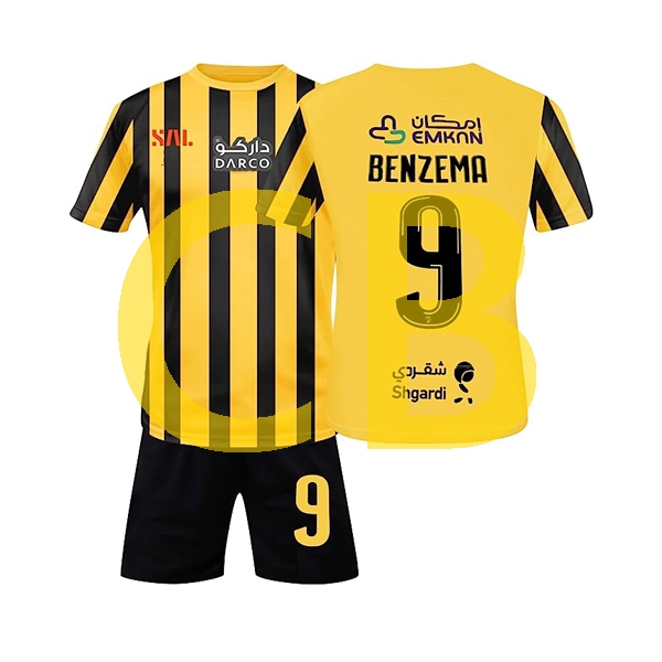 Fußballtrikot al-ittihad fc benzema 9 Kinder Heim 2022-2023 Kurzarm