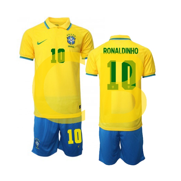 Fußballtrikot Brasilien ronaldinho 10 Kinder Heim World Cup 2022 Kurzarm