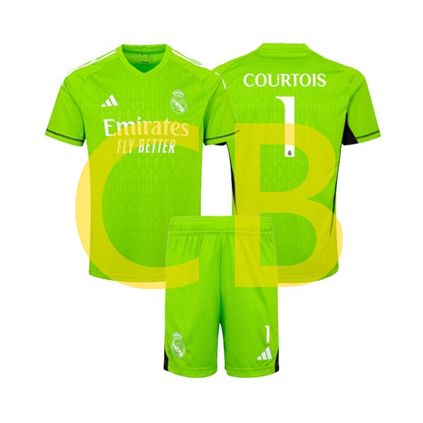 Fußballtrikot Real Madrid thibaut courtois 1 Torwart Kinder Heim 2023-2024 Kurzarm