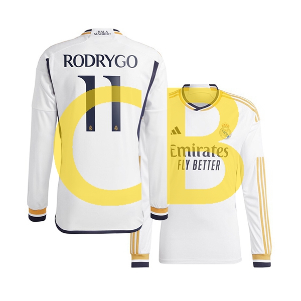 Fußballtrikot Real Madrid rodrygo goes 11 Herren Heim 2023-2024 Langarm