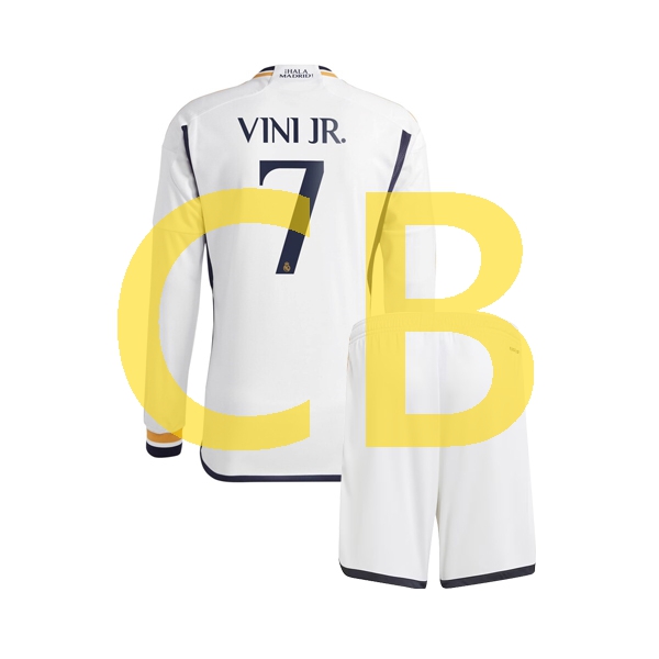 Fußballtrikot Real Madrid vinicius junior 7 Kinder Heim 2023-2024 Langarm