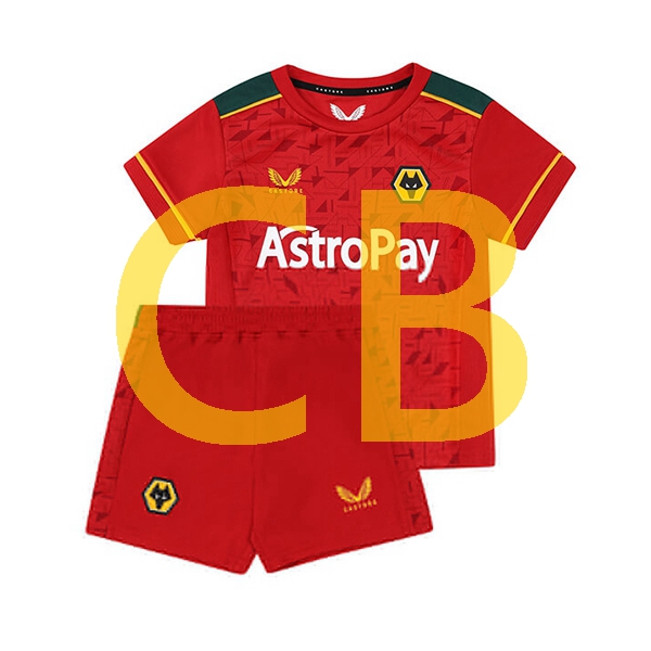 Fußballtrikot Wolverhampton Wanderers Kinder Auswärts 2023-2024 Kurzarm