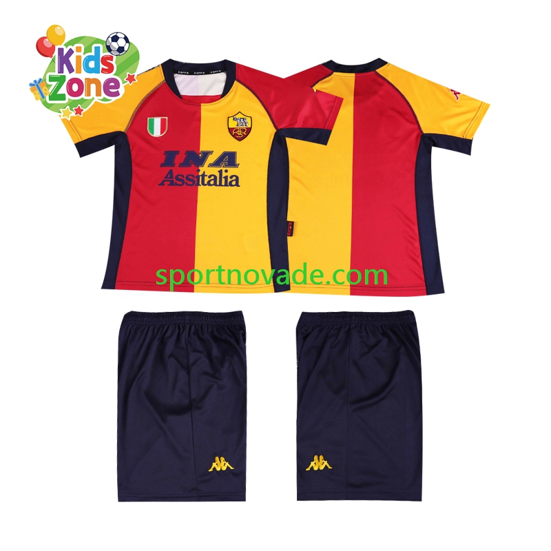 AS Rom Retro Heim Trikot Kinder Kurzarm 2001