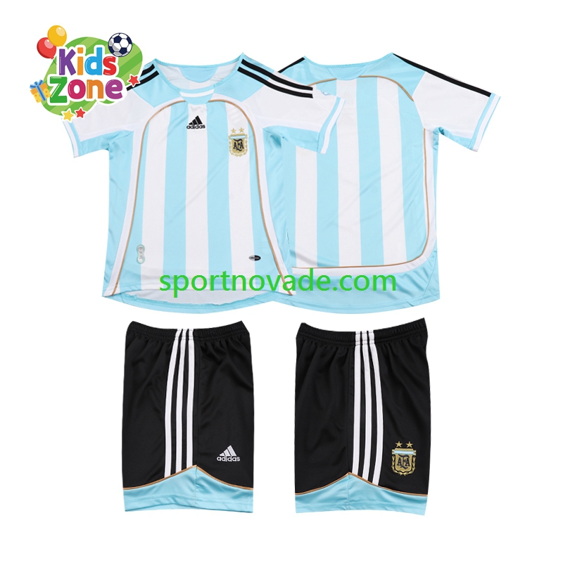 Argentinien Retro Heim Trikot Kinder Kurzarm 2006 2007