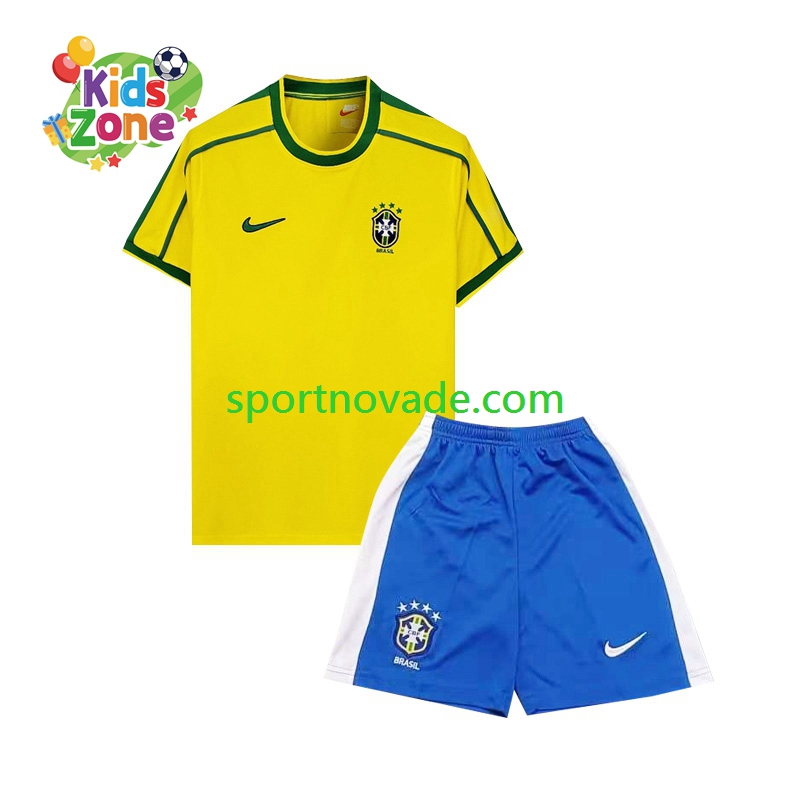 Brasilien Retro Heim Trikot Kinder Kurzarm 1998