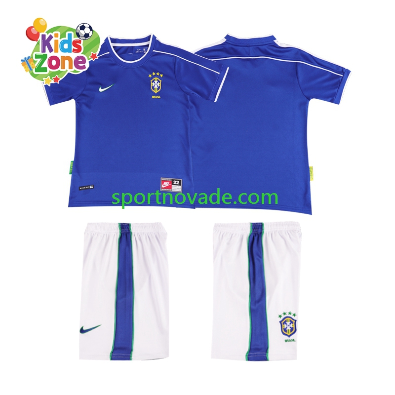 Brasilien Retro Auswärts Trikot Kinder Kurzarm 1998