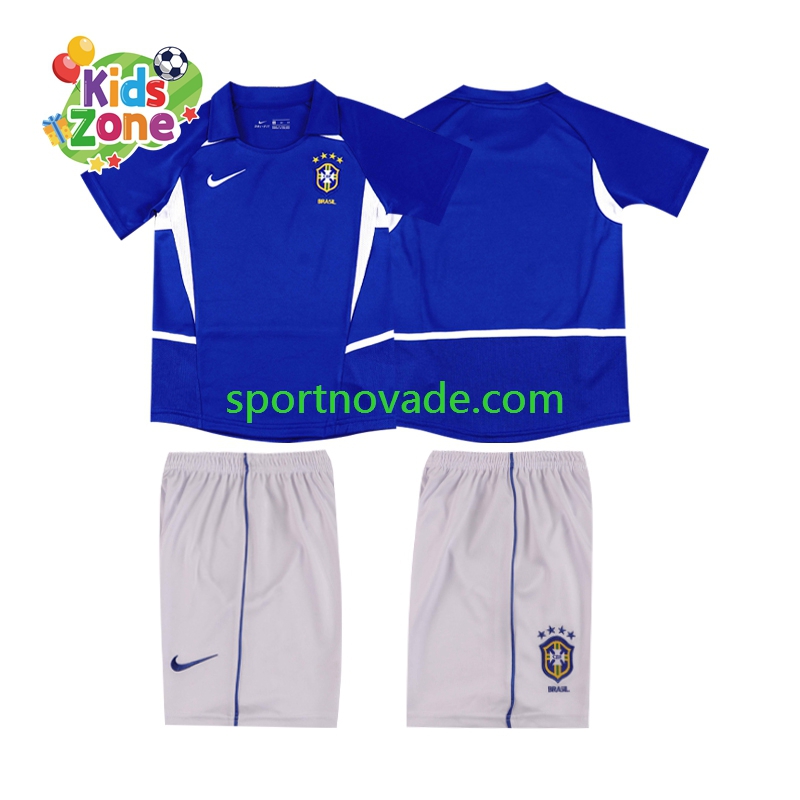 Brasilien Retro Auswärts Trikot Kinder Kurzarm 2002