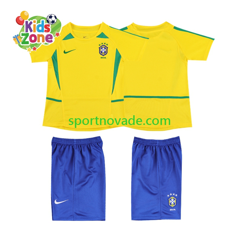 Brasilien Retro Heim Trikot Kinder Kurzarm 2002