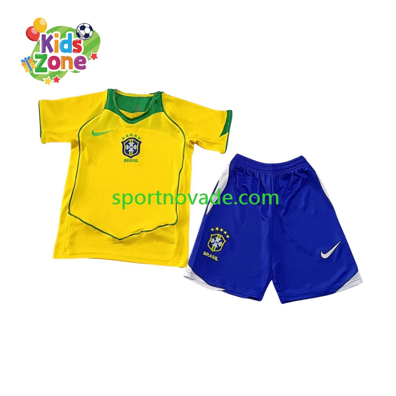 Brasilien Retro Heim Trikot Kinder Kurzarm 2004