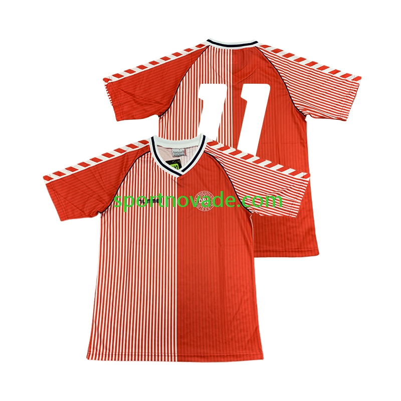 Dänemark 11 Retro Heim Trikot Herren Kurzarm 1986