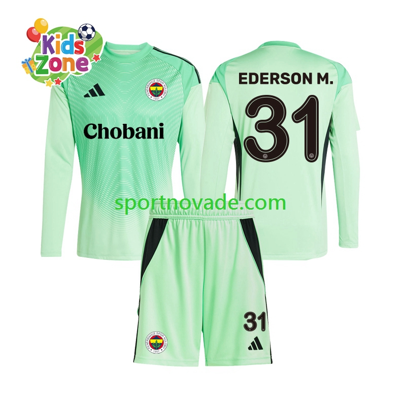 Torwart Fenerbahce Ederson Moraes 31 Auswärts Trikot Kinder Langarm 2025-2026
