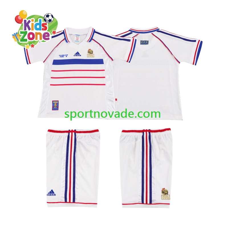 Frankreich Retro Auswärts Trikot Kinder Kurzarm 1998