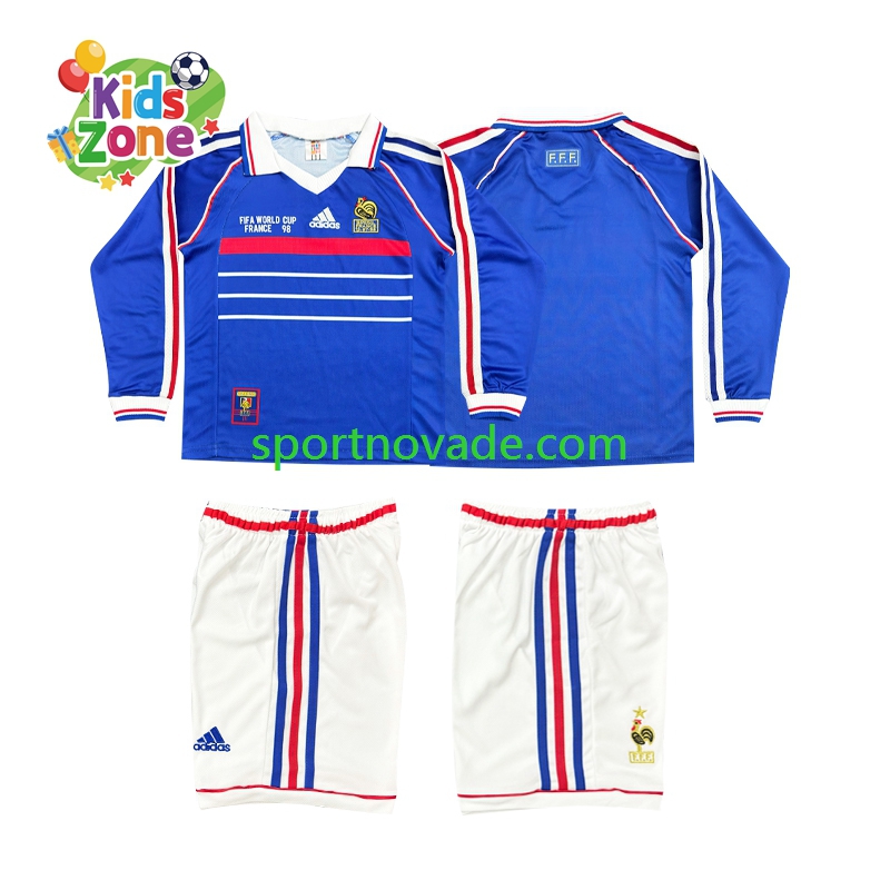 Frankreich Retro Heim Trikot Kinder Langarm 1998