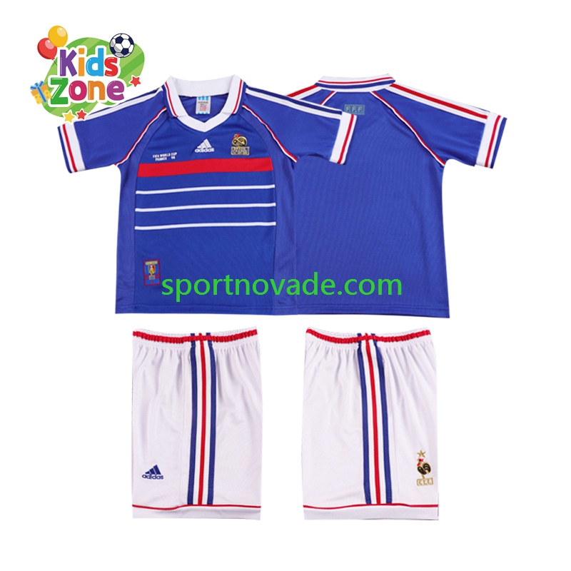 Frankreich Retro Heim Trikot Kinder Kurzarm 1998