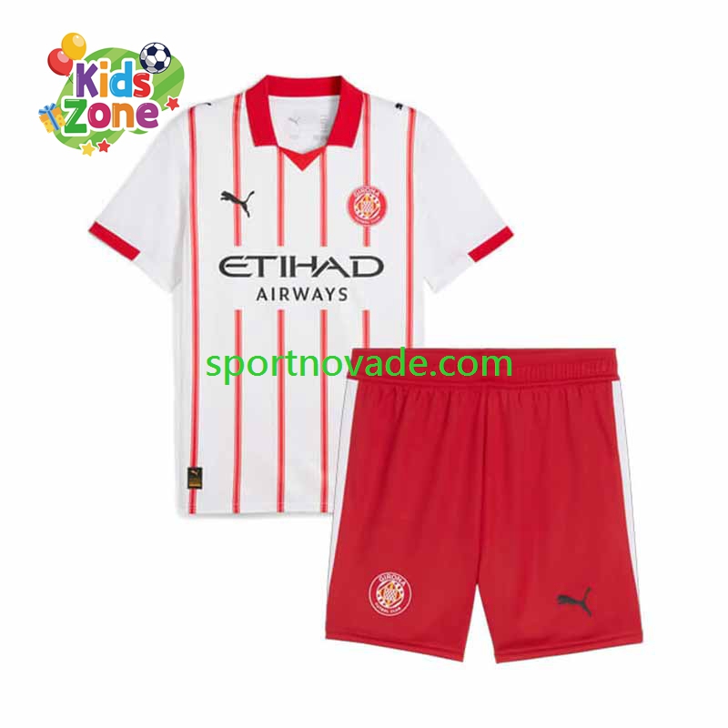 Girona Heim Trikot Kinder Kurzarm 2025-2026