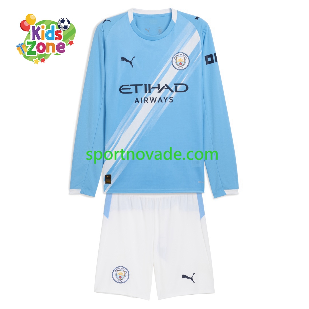 Manchester City Heim Trikot Kinder Langarm 2025-2026