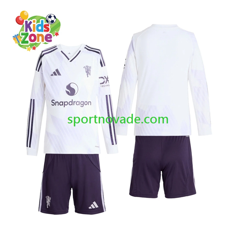 Manchester United Auswärts Trikot Kinder Langarm 2025-2026