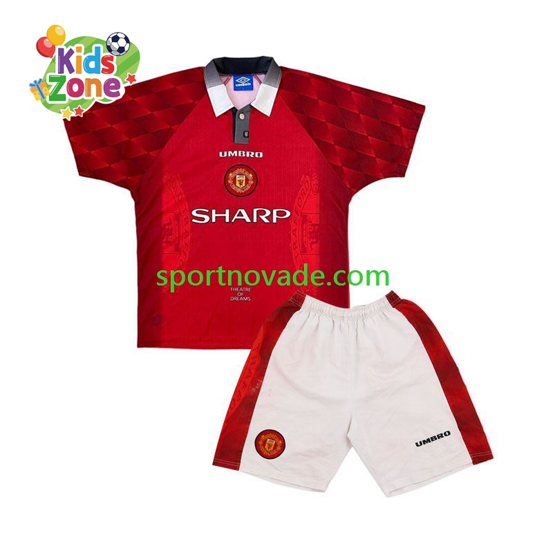 Manchester United Retro Heim Trikot Kinder Kurzarm 1996