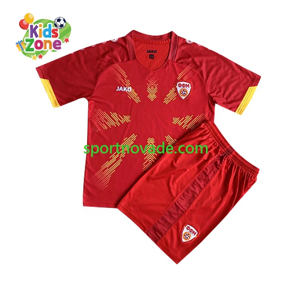 Nordmazedonien Heim Trikot Kinder Kurzarm 2023