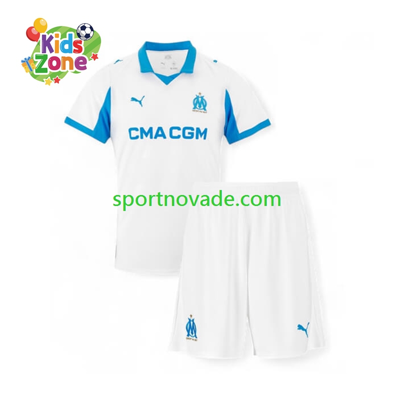 Olympique Marseille Heim Trikot Kinder Kurzarm 2025-2026