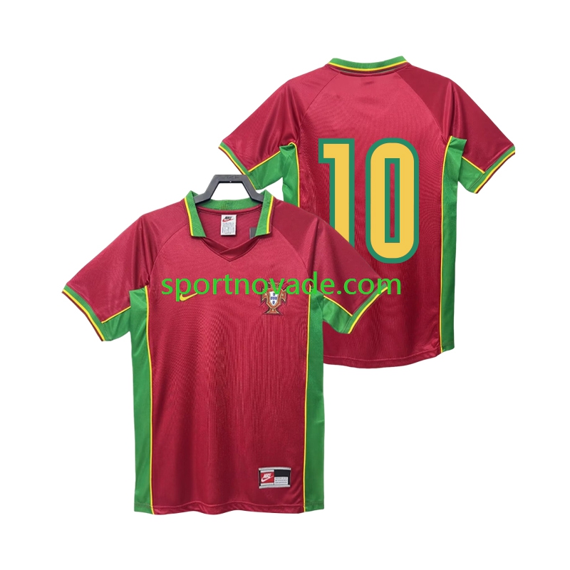 Portugal 10 Retro Heim Trikot Herren Kurzarm 1998