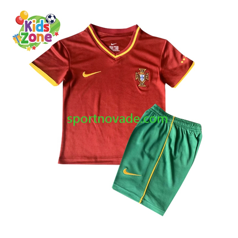Portugal Retro Heim Trikot Kinder Kurzarm 2000