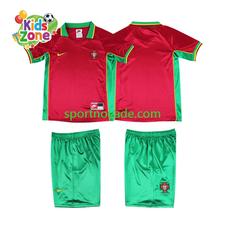 Portugal Retro Heim Trikot Kinder Kurzarm 1998
