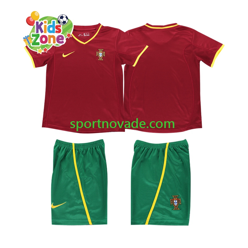 Portugal Retro Heim Trikot Kinder Kurzarm 2002