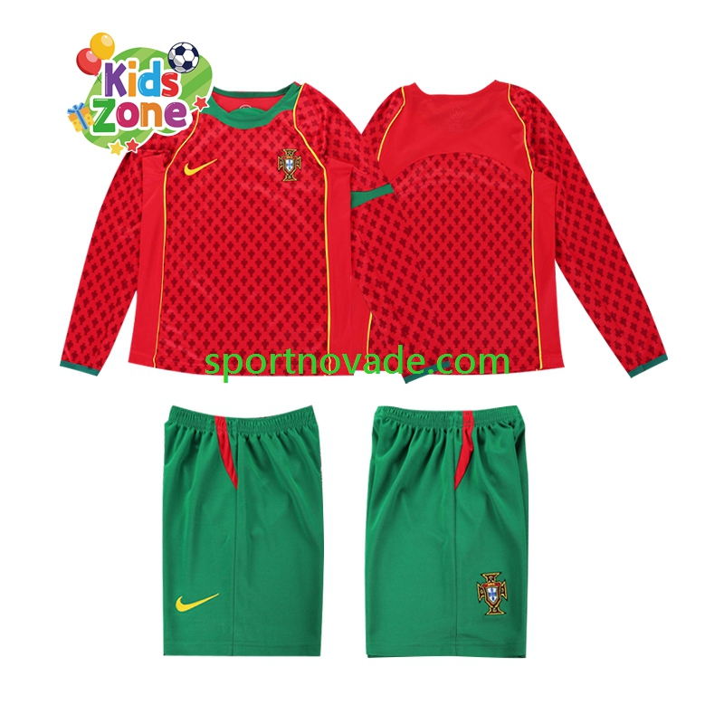 Portugal Retro Heim Trikot Kinder Langarm 2004