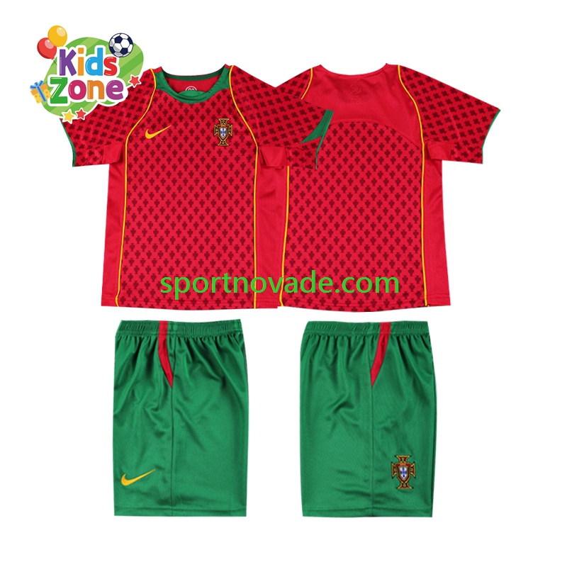 Portugal Retro Heim Trikot Kinder Kurzarm 2004