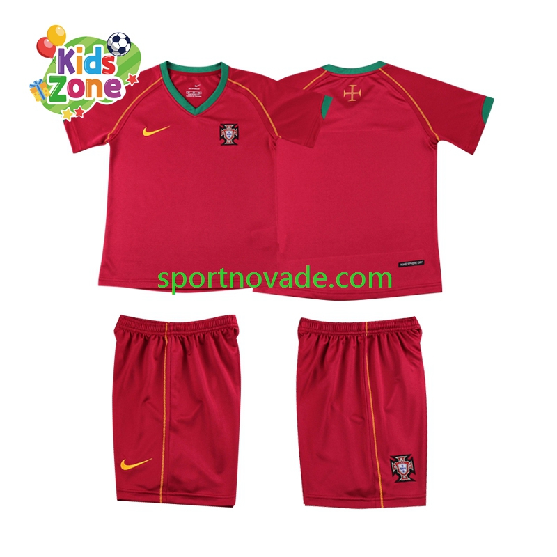 Portugal Retro Heim Trikot Kinder Kurzarm 2006