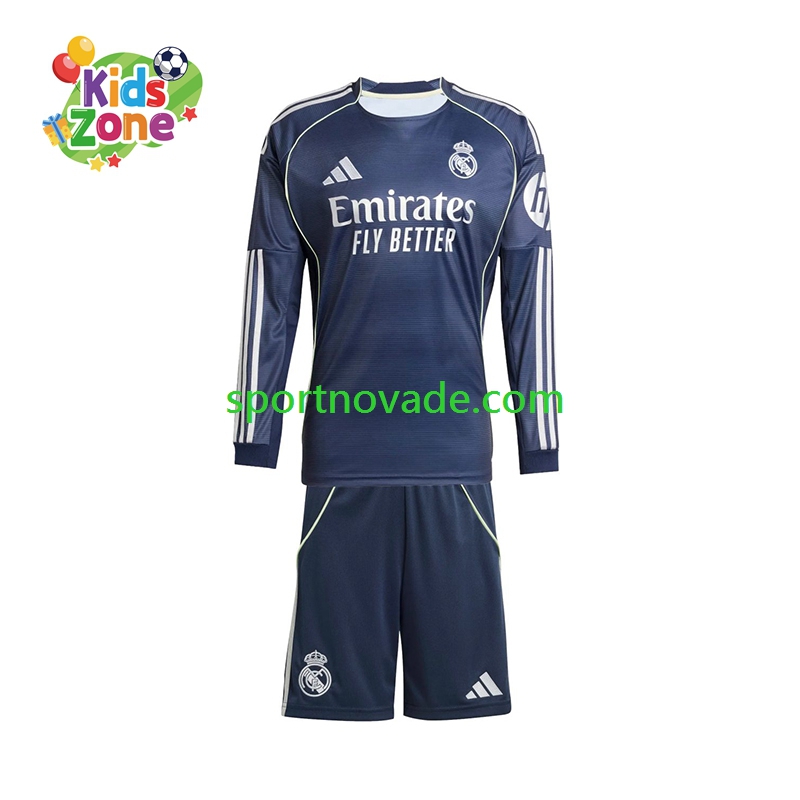 Real Madrid Auswärts Trikot Kinder Langarm 2025-2026