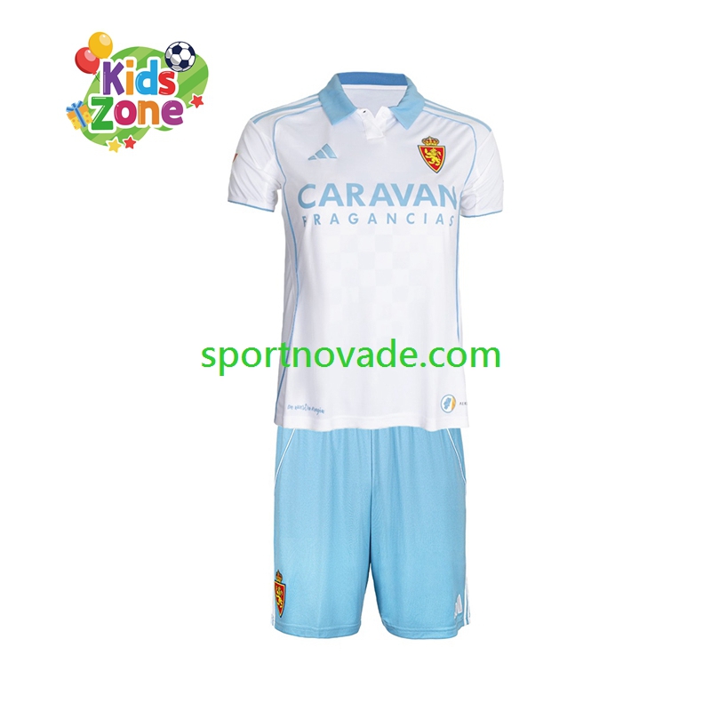 Real Zaragoza Heim Trikot Kinder Kurzarm 2025-2026